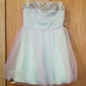 Light green and purple prom dress